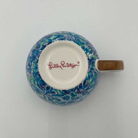 Lilly Pulitzer Blue Floral Ceramic Coffee Mug Set of Two - Picture 11 of 15
